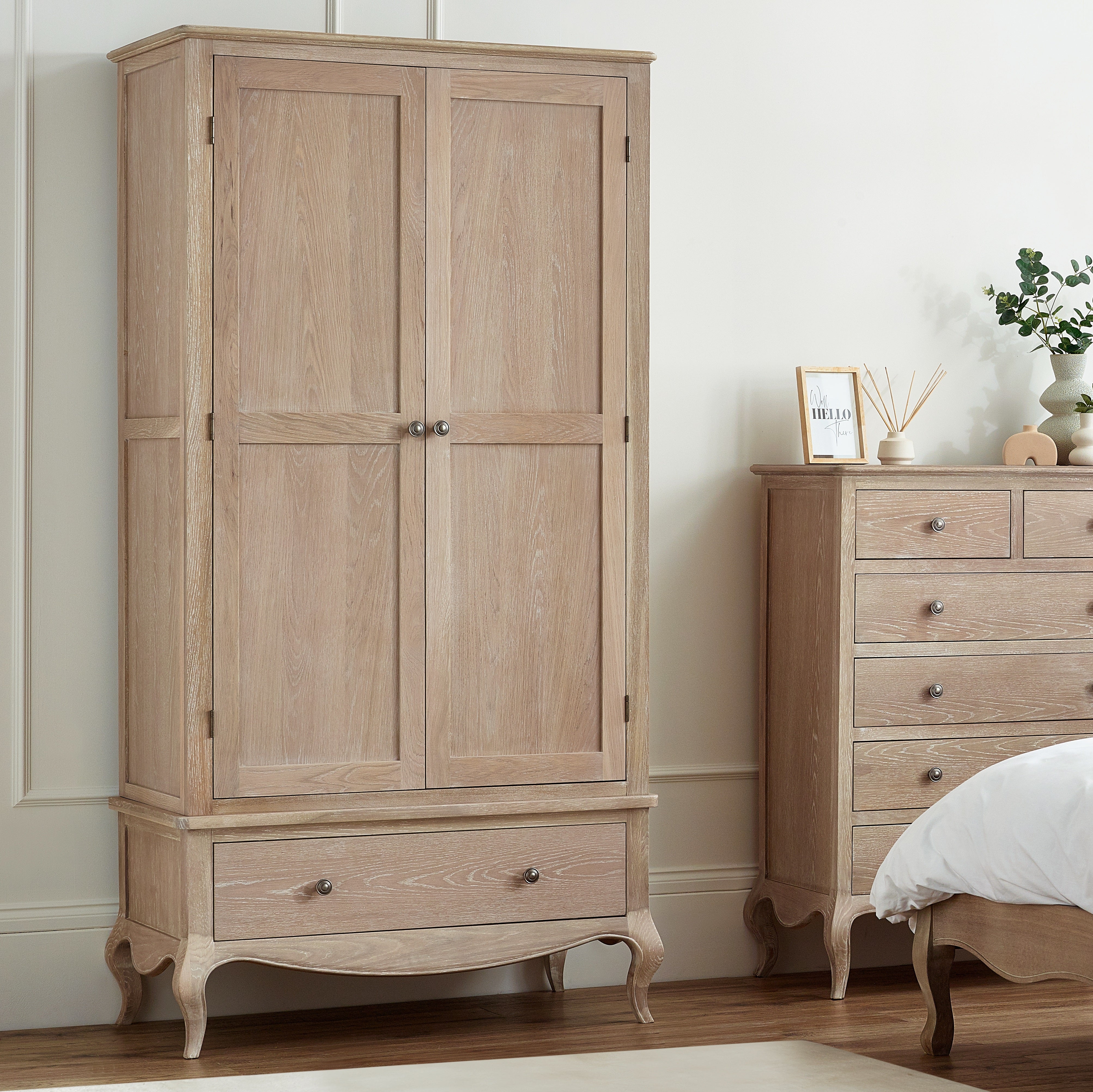 Alda Oak Wood Double Wardrobe